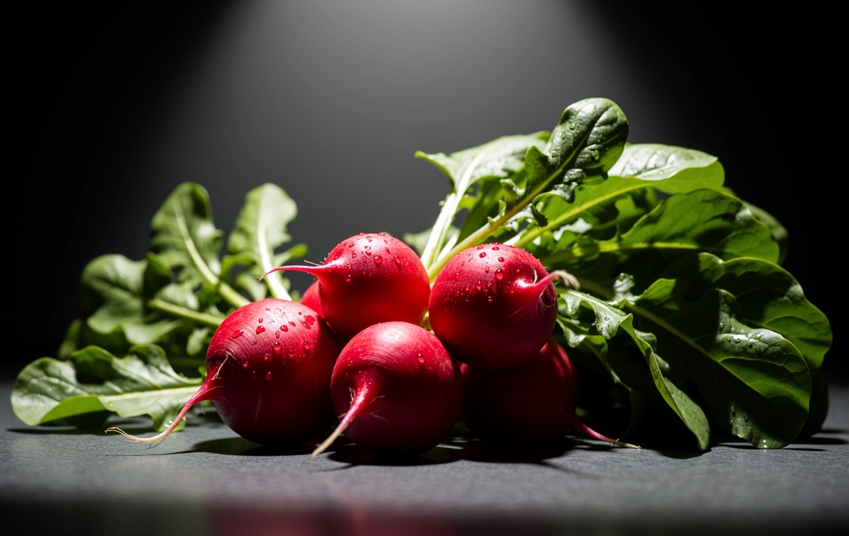 Čerstvé suroviny v dramatickém osvětlení